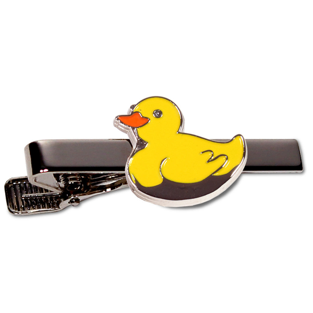 Yellow rubber duck themed cloisonne tie bar
