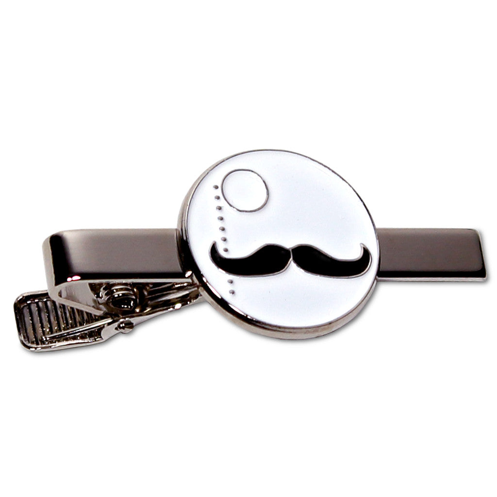 Mustache and Monocle Themed Cloisonne Tie Bar