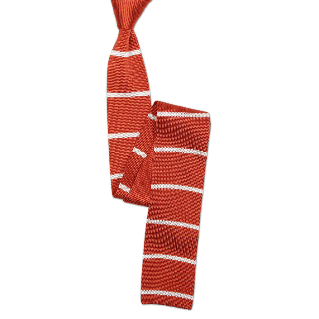 Orange striped silk knit tie by Soxfords