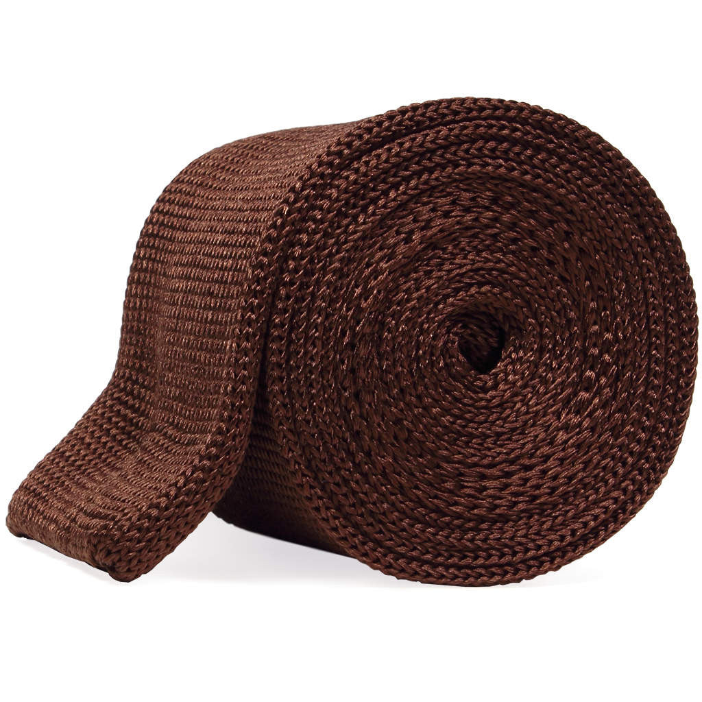 Solid Dark Brown Silk Knit Tie by Soxfords