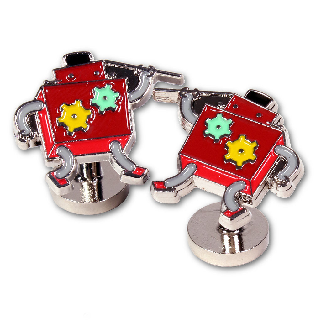 "Robots" Enameled Cuff Links by Soxfords