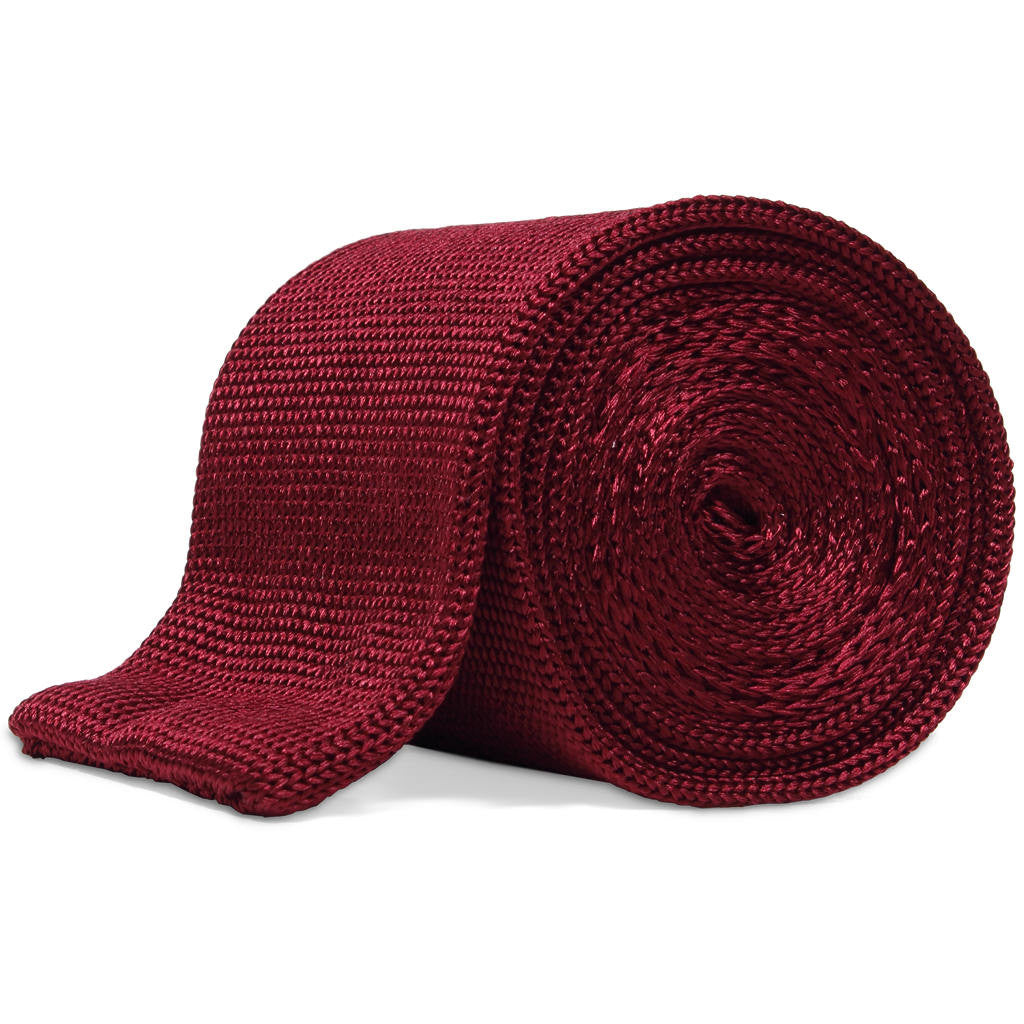 Dark red solid silk knit tie by Soxfords