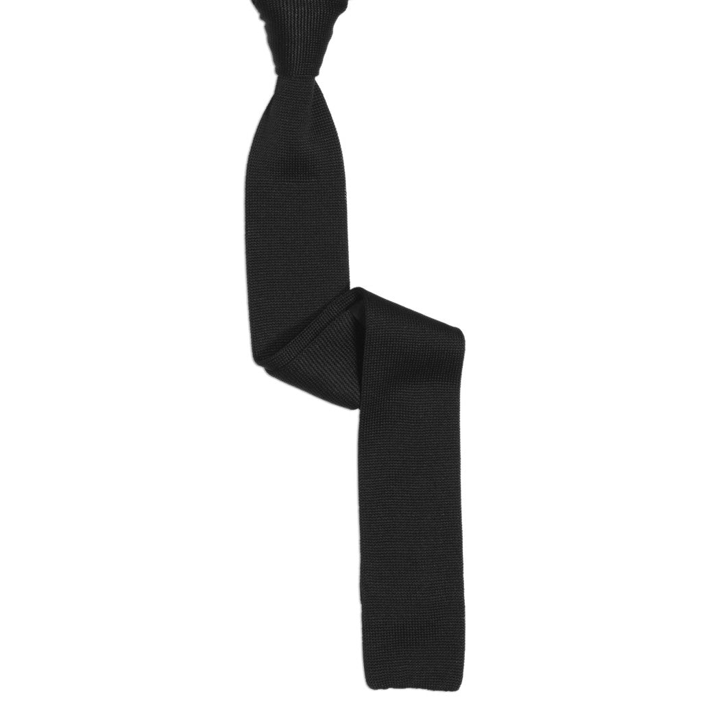 Solid black silk knit tie by Soxfords