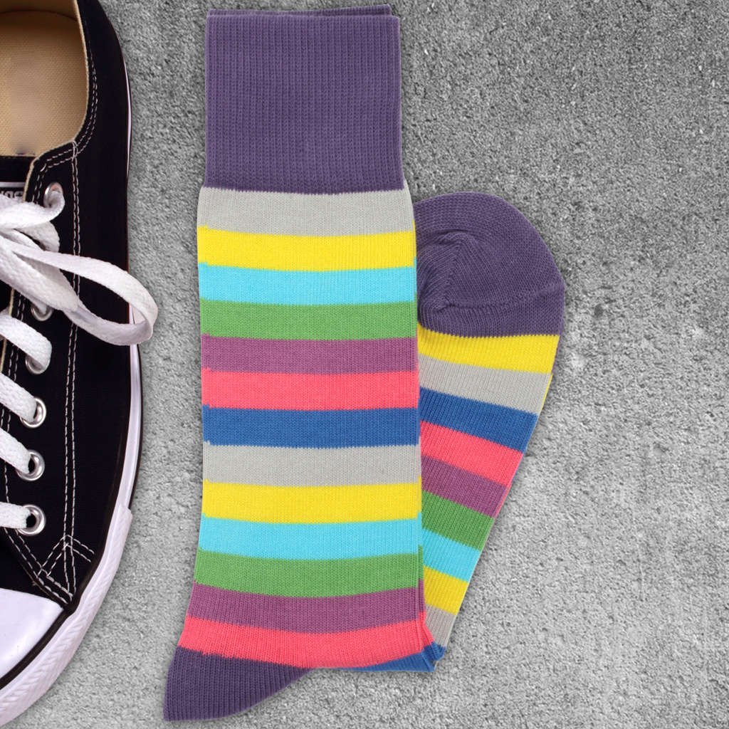 Rainbow striped Pima cotton socks