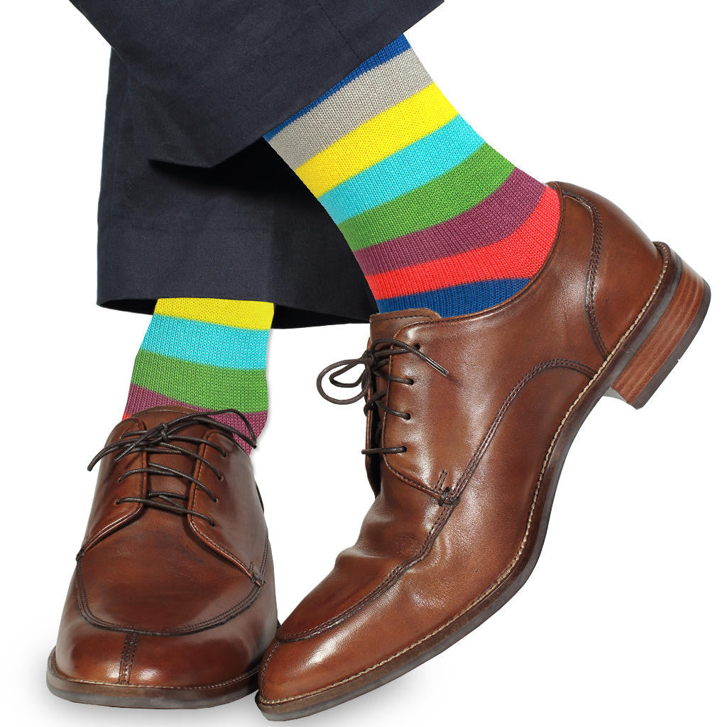 Eight color rainbow Pima cotton socks