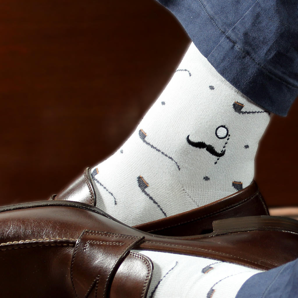 Mustache, Pipes, and Top Hats Over-the-Calf Socks by Soxfords