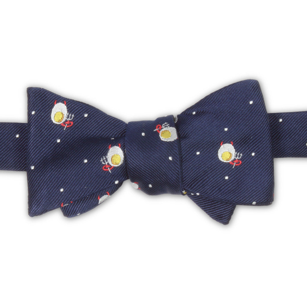 "Deviled Eggs" Patterned Silk Embroidered Bow Tie by Soxfords