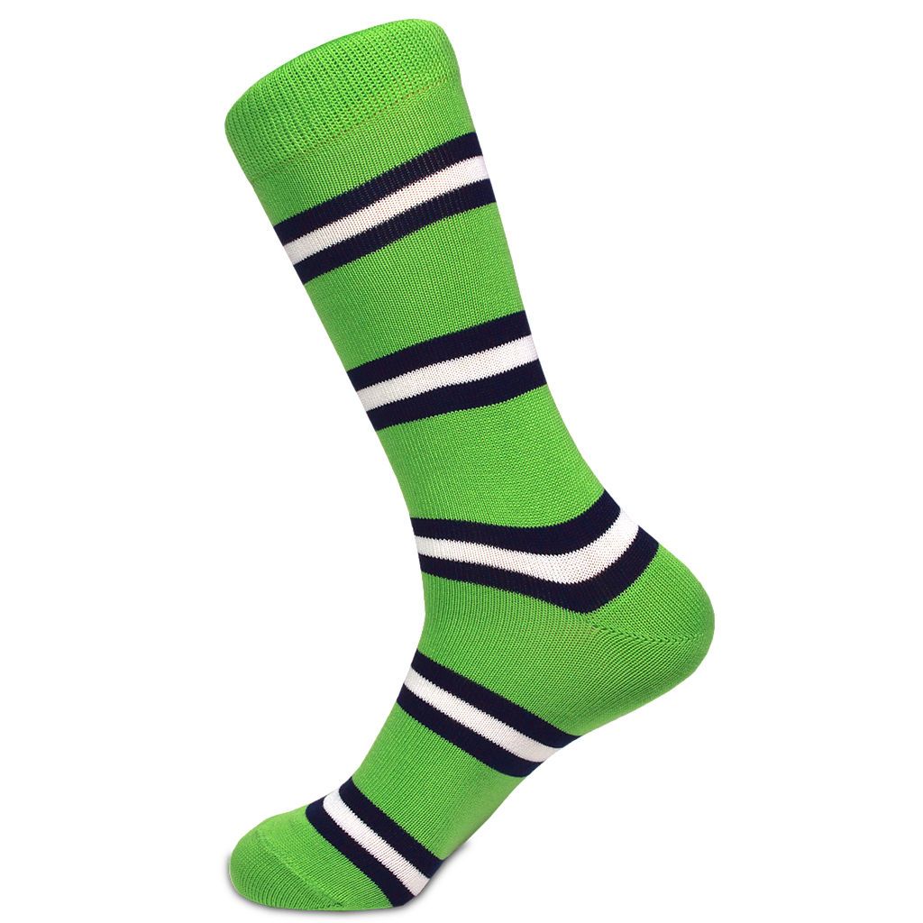 Bright green striped Pima cotton socks by Soxfords