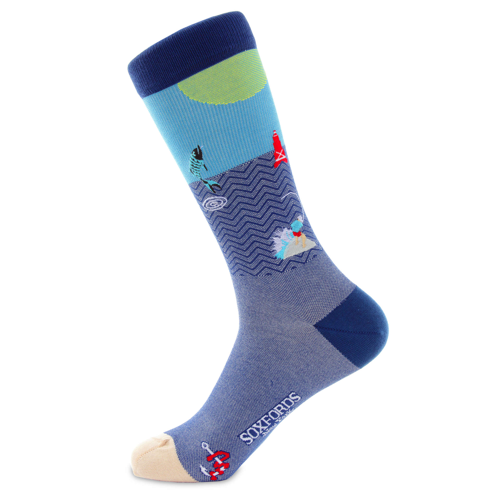 Men's Blue Cast King Fishing-Themed Socks by Soxfords | Soxfords