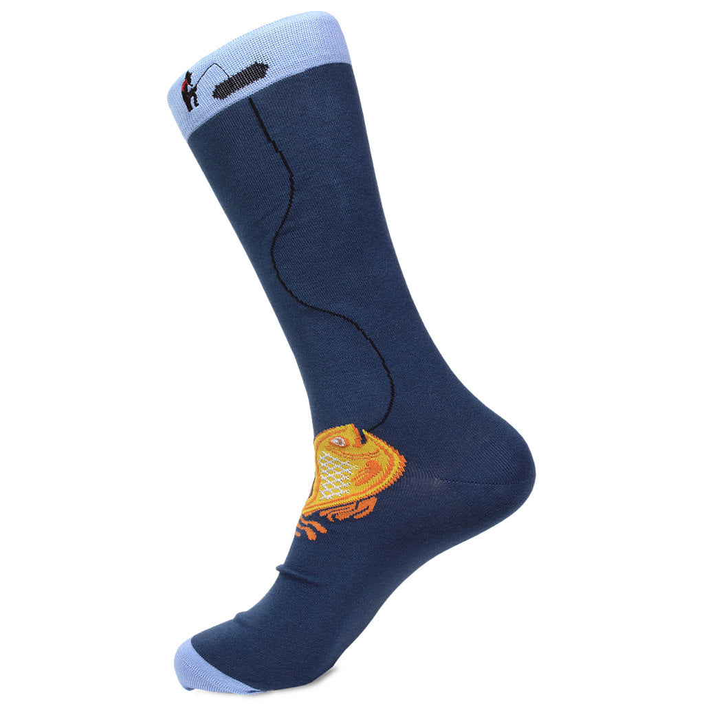 Fisherman Themed Navy Pima Cotton Socks by Soxfords