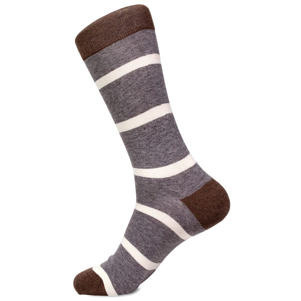 Heather Grey Striped Socks by Soxfords