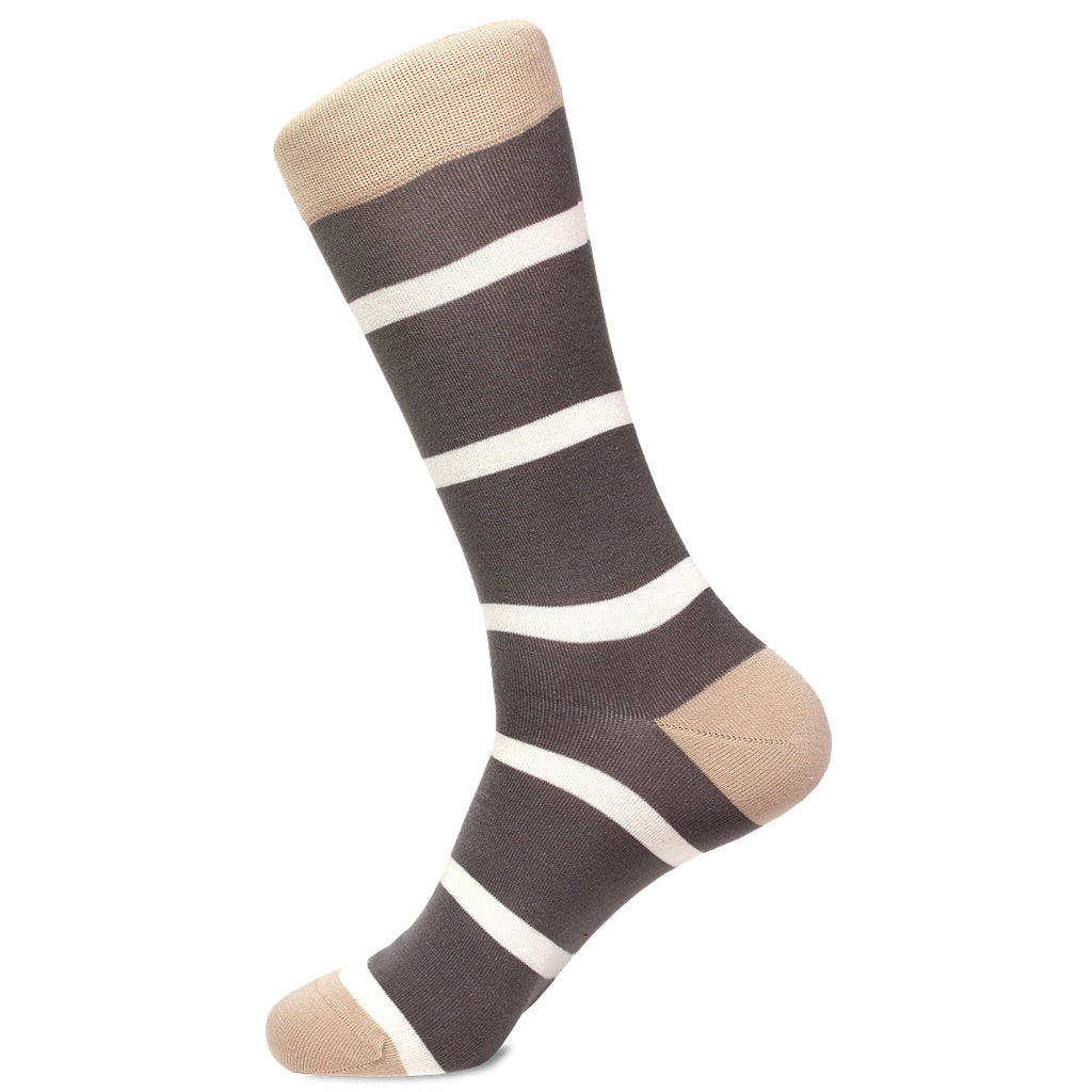 Dark Grey Striped Pima Cotton Socks by Soxfords