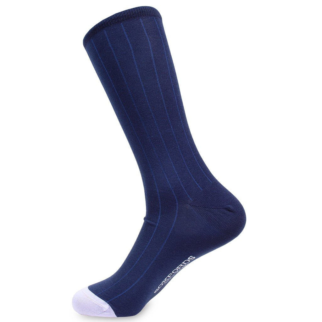 Navy Ribbed Pima Dress Socks with Colorful Contrasts by Soxfords