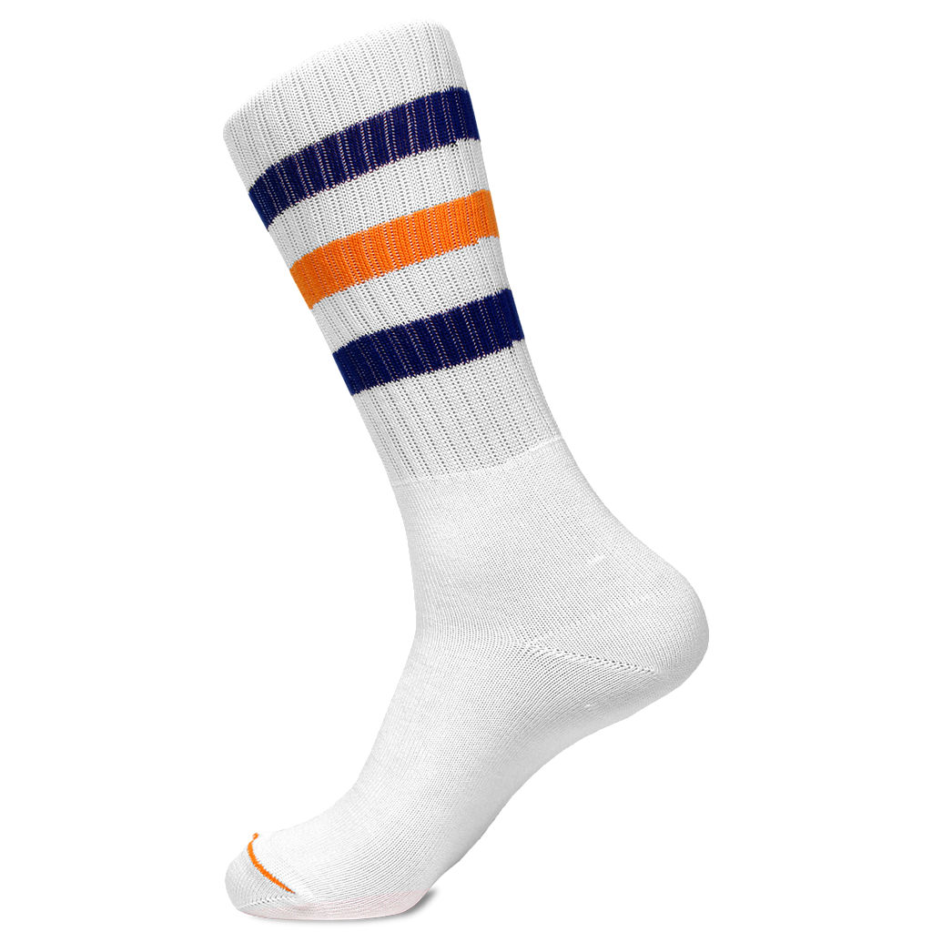 Retro white striped Pima cotton tube socks by Soxfords