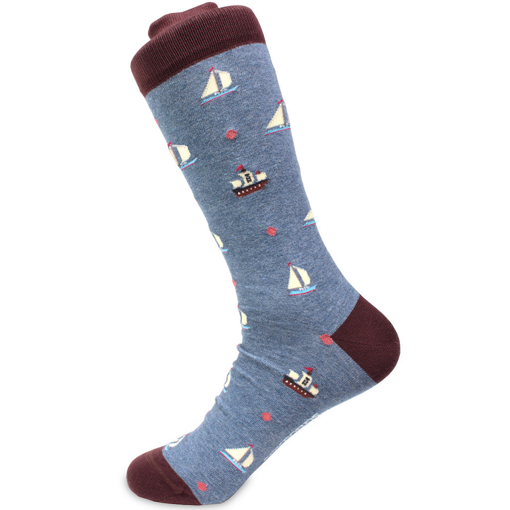 Sailboat and Pirate Ships Pattern Pima Cotton Socks by Soxfords
