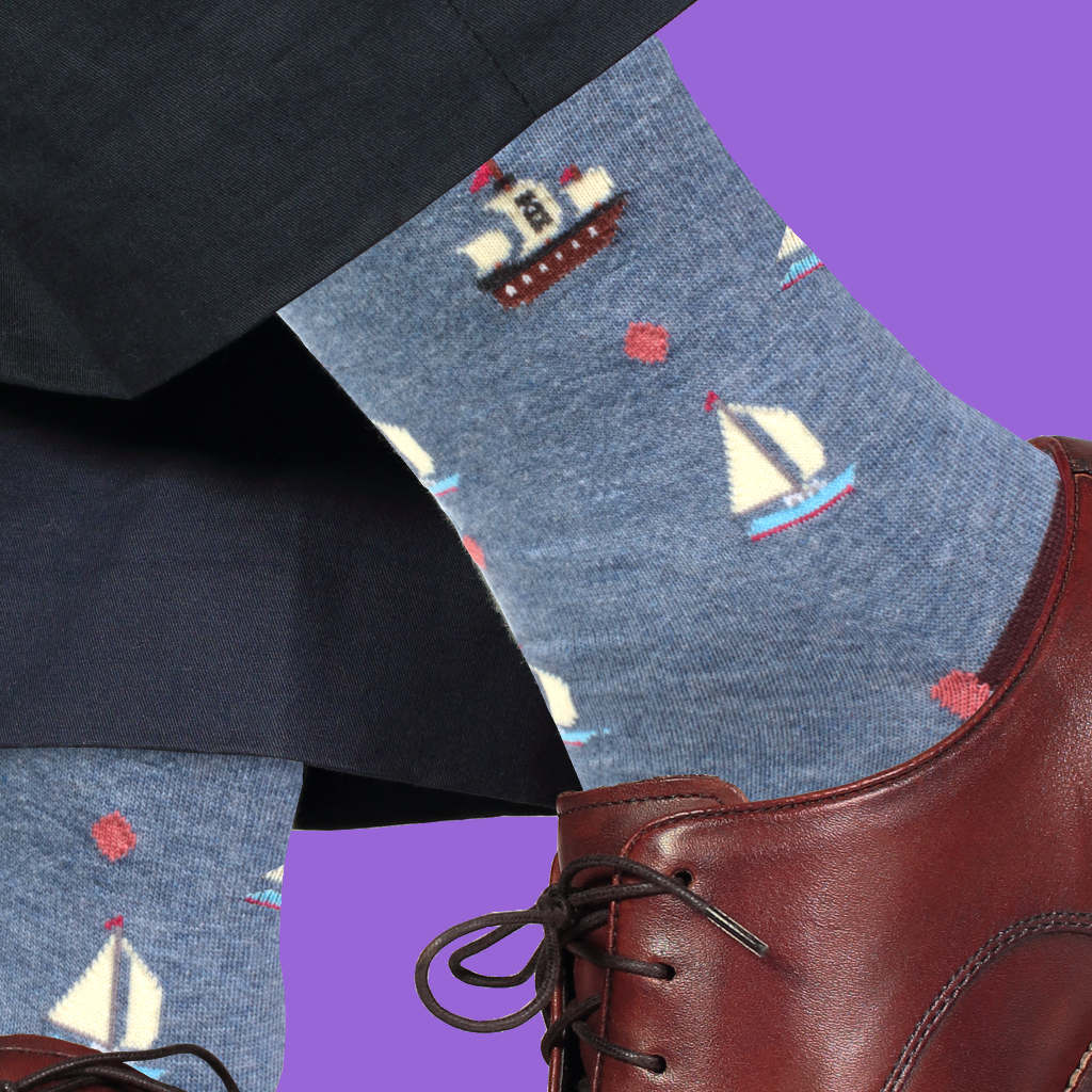 Sailboat and Pirate Ships Pattern Pima Cotton Socks by Soxfords