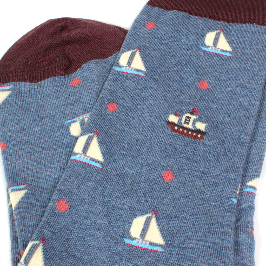 Sailboat and Pirate Ships Pattern Pima Cotton Socks by Soxfords