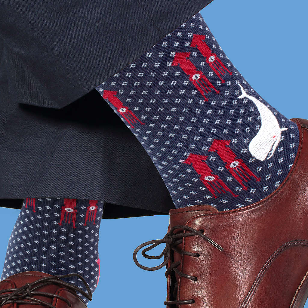"Squid and Whale" Themed Pima Cotton Dress Socks by Soxfords