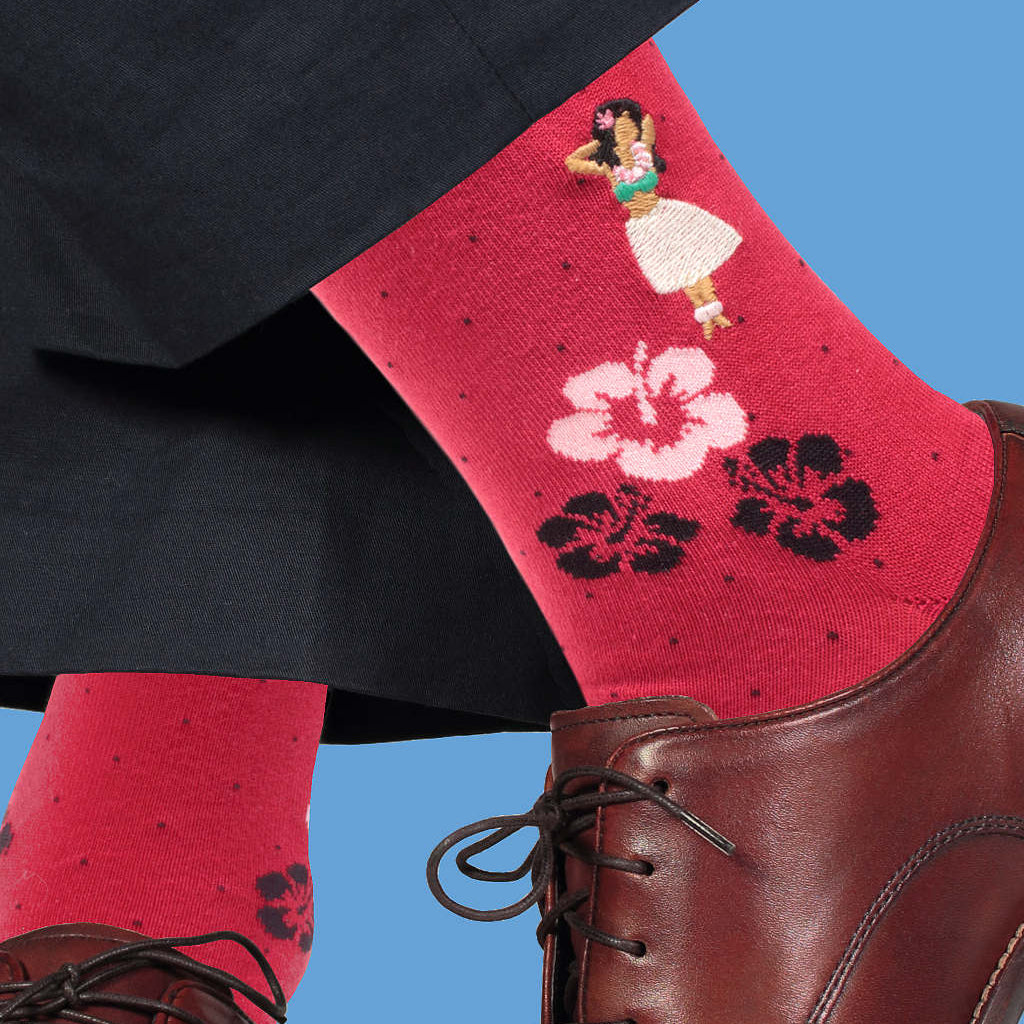 Hawaiian Hula Themed Pima Cotton Socks by Soxfords