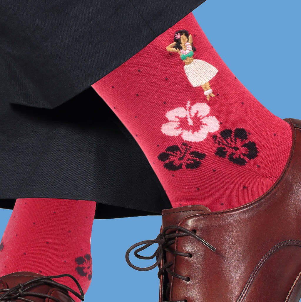 Hawaiian Hula Themed Pima Cotton Socks by Soxfords