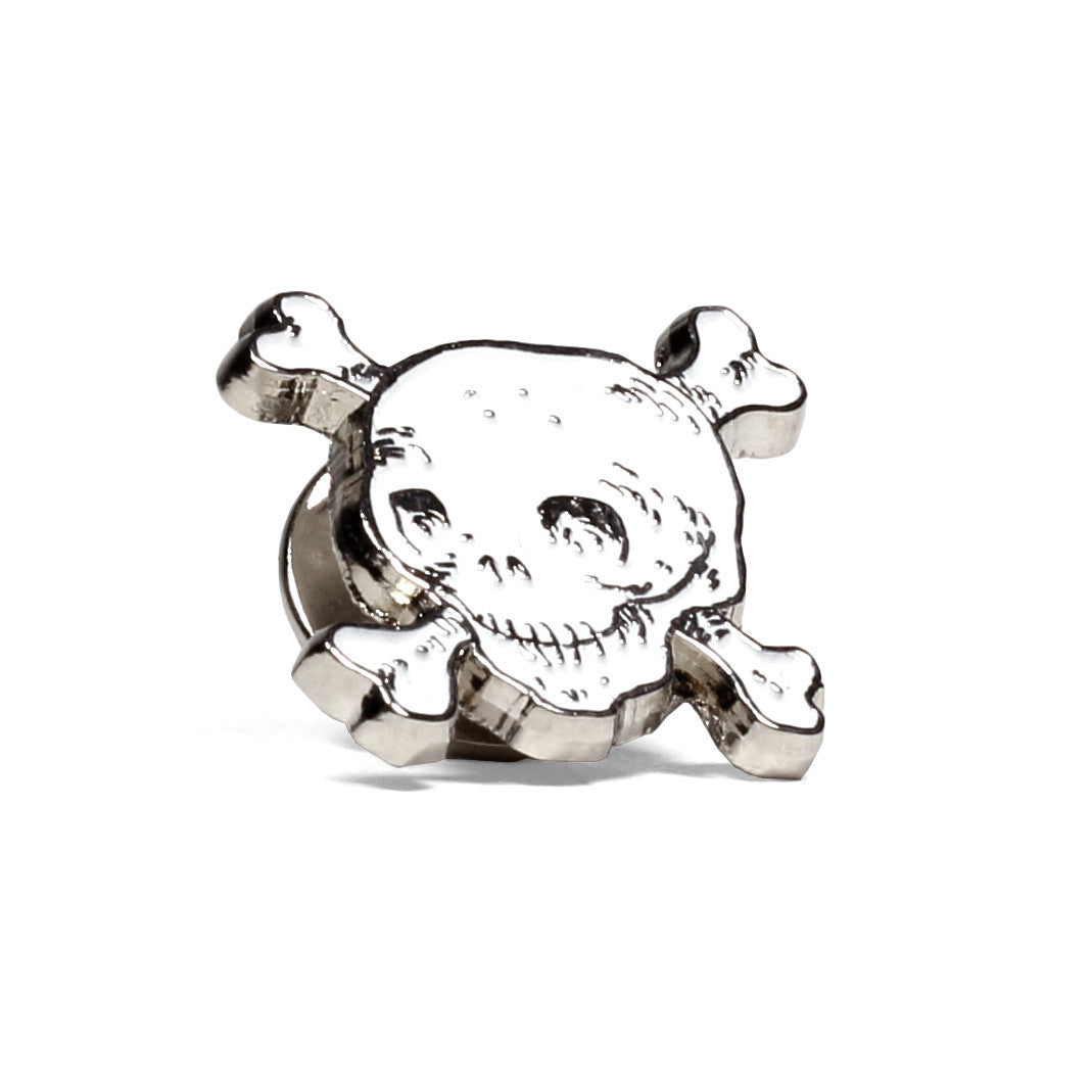White skull enamel lapel pin