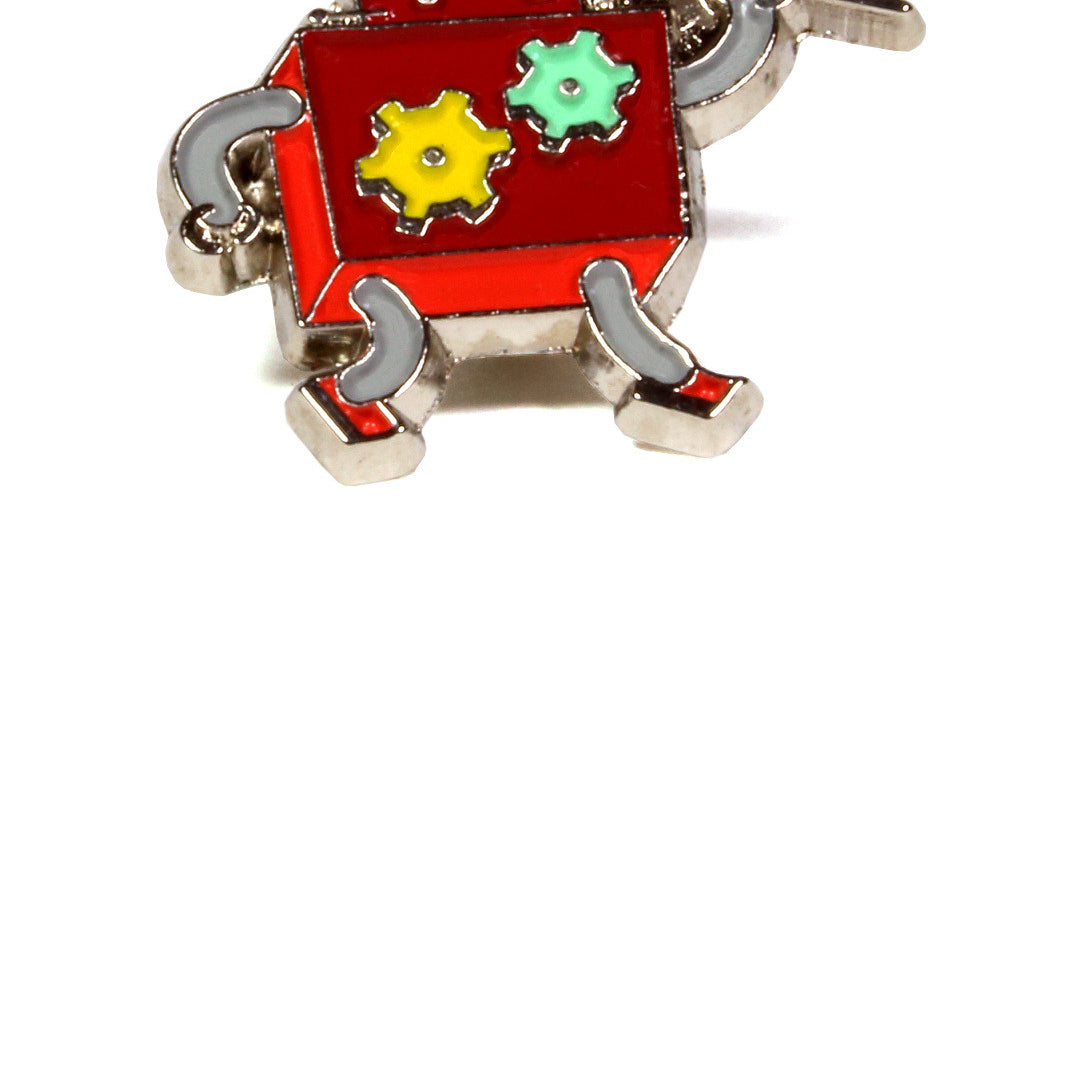 Red robot enamel pin