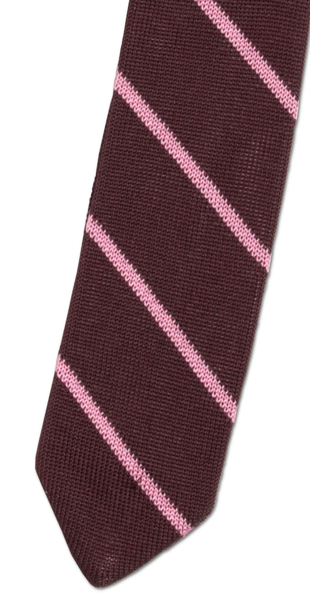 Brown Silk Knit Tie with Pink Stripes