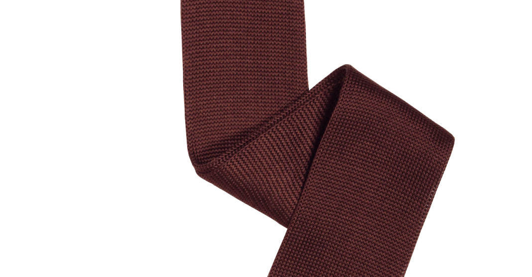 Brown Skinny Silk Pointed-Tip Knitted Tie