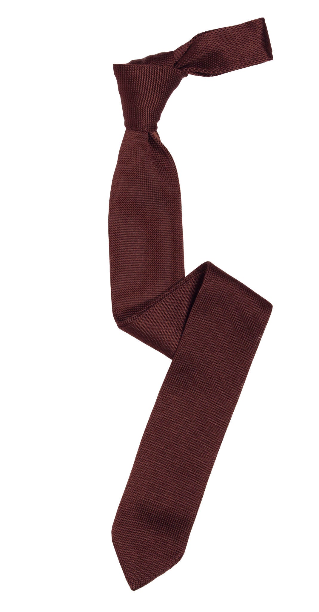 Brown Skinny Silk Pointed-Tip Knitted Tie