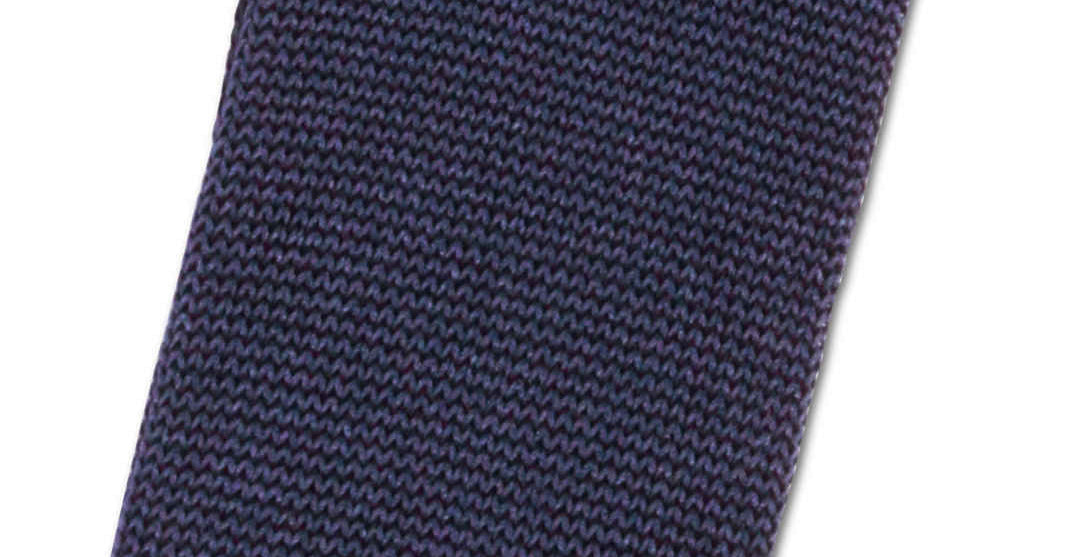 Dark blue knitted skinny silk tie 