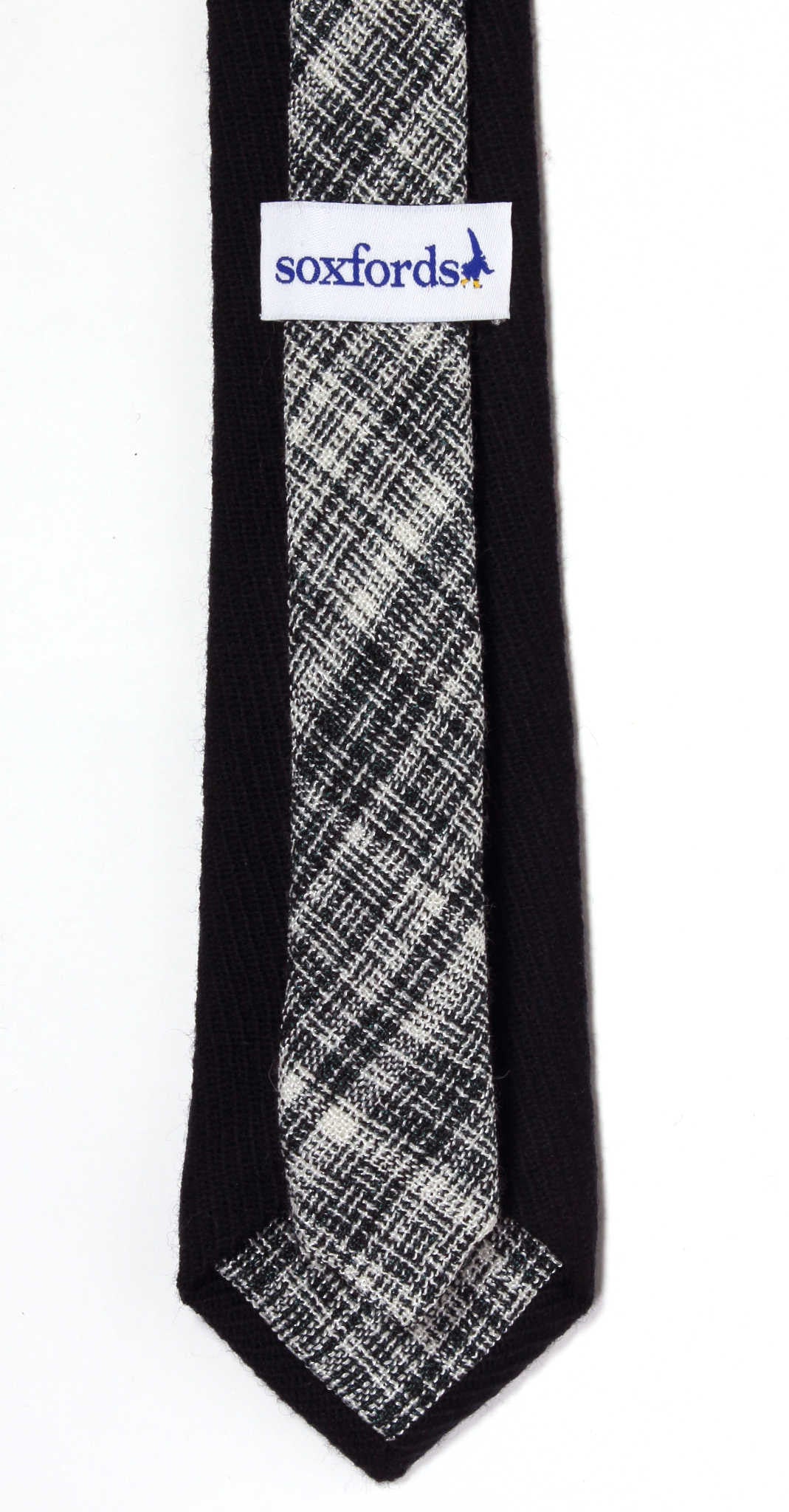 Dark blue wool tie with contrast back, hand-made in Brooklyn, NYC!