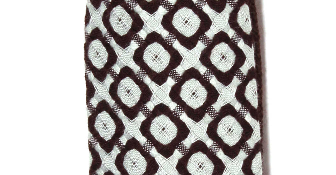 Retro brown patterned woven tie, hand-made in Brooklyn, NYC