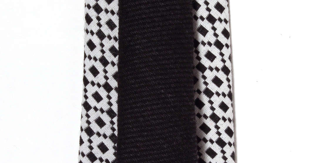 Black and white woven wool tie, hand-crafted in Brooklyn, NYC