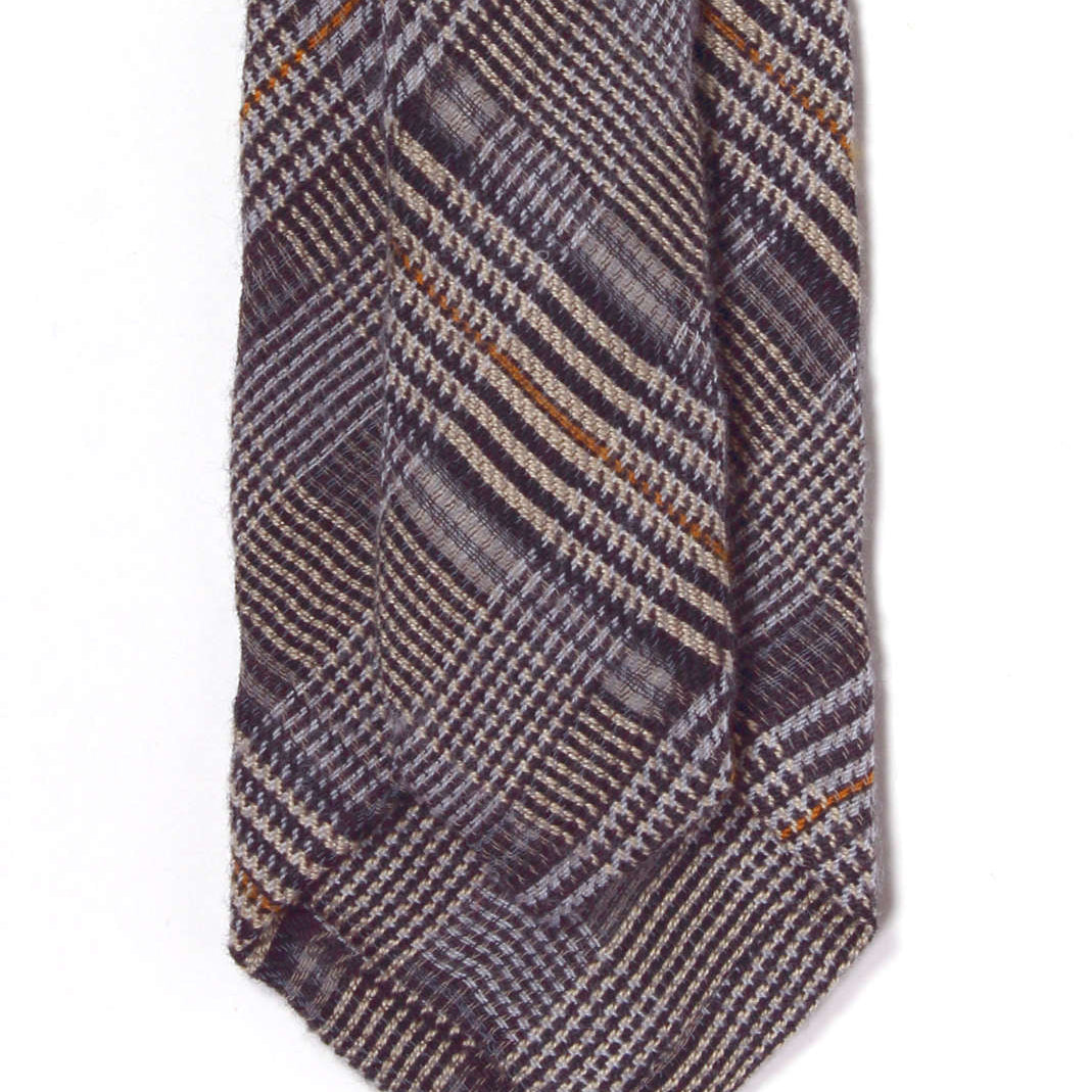 Blue and gold plaid wool tie, handcrafted in Brooklyn, New York