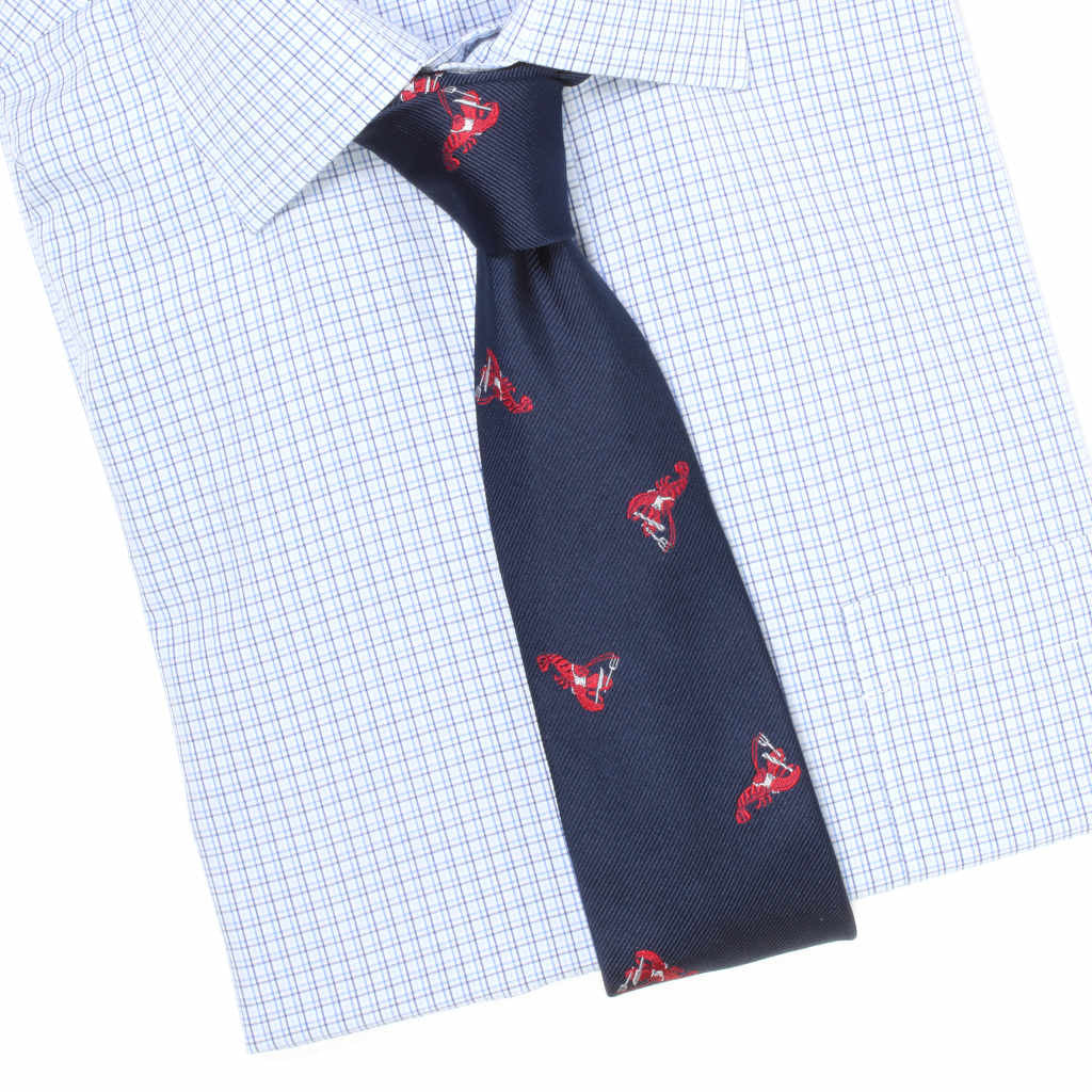 Lobsters Patterned Silk Embroidered Necktie, Made in the USA by Soxfords