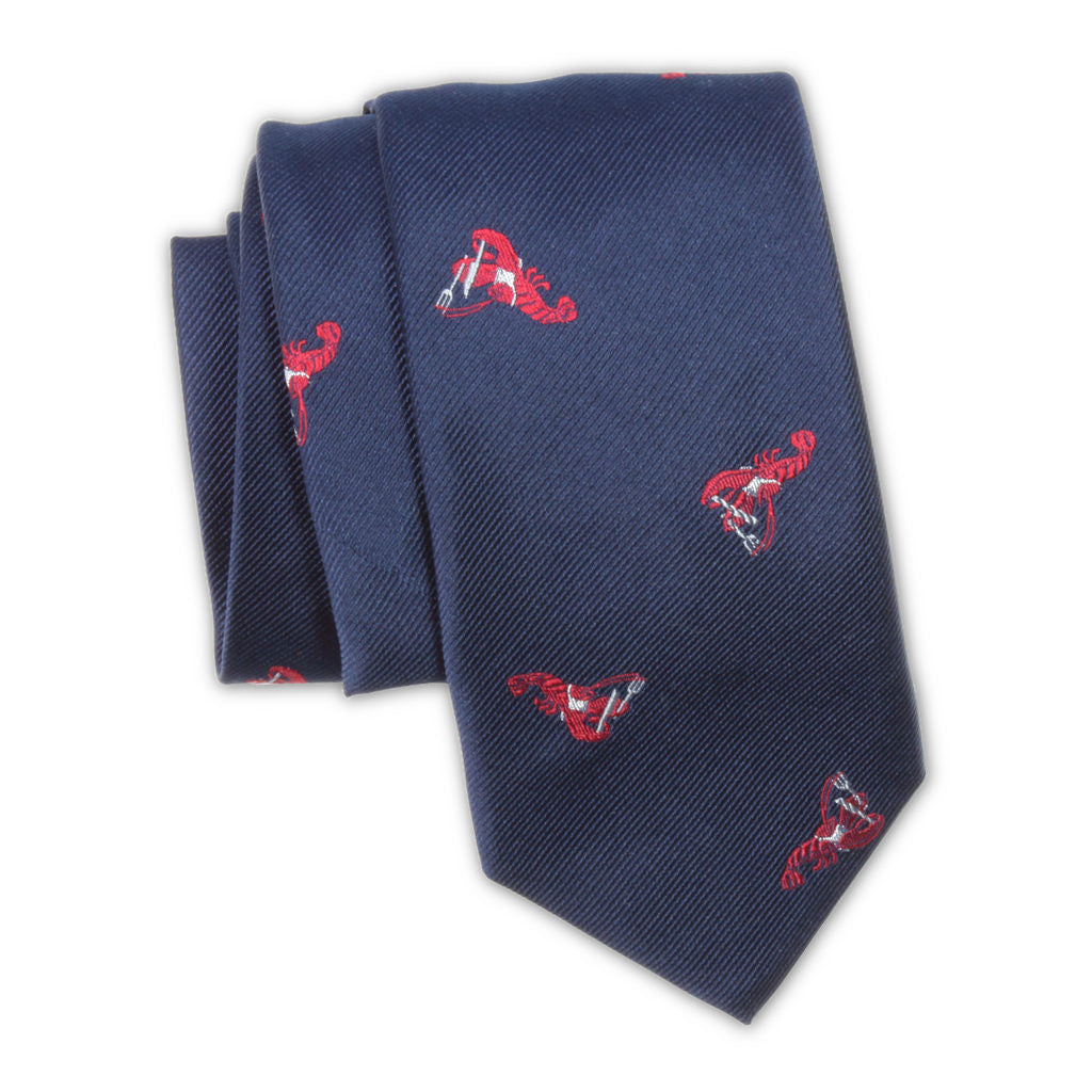 Lobsters Patterned Silk Embroidered Necktie, Made in the USA by Soxfords