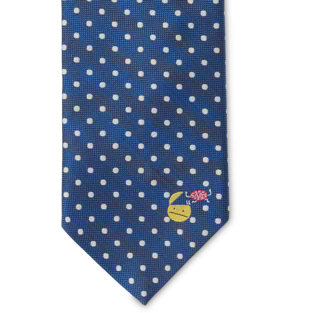 Brain Drain Blue with White Pin-Dot Pattern Necktie by Soxfords