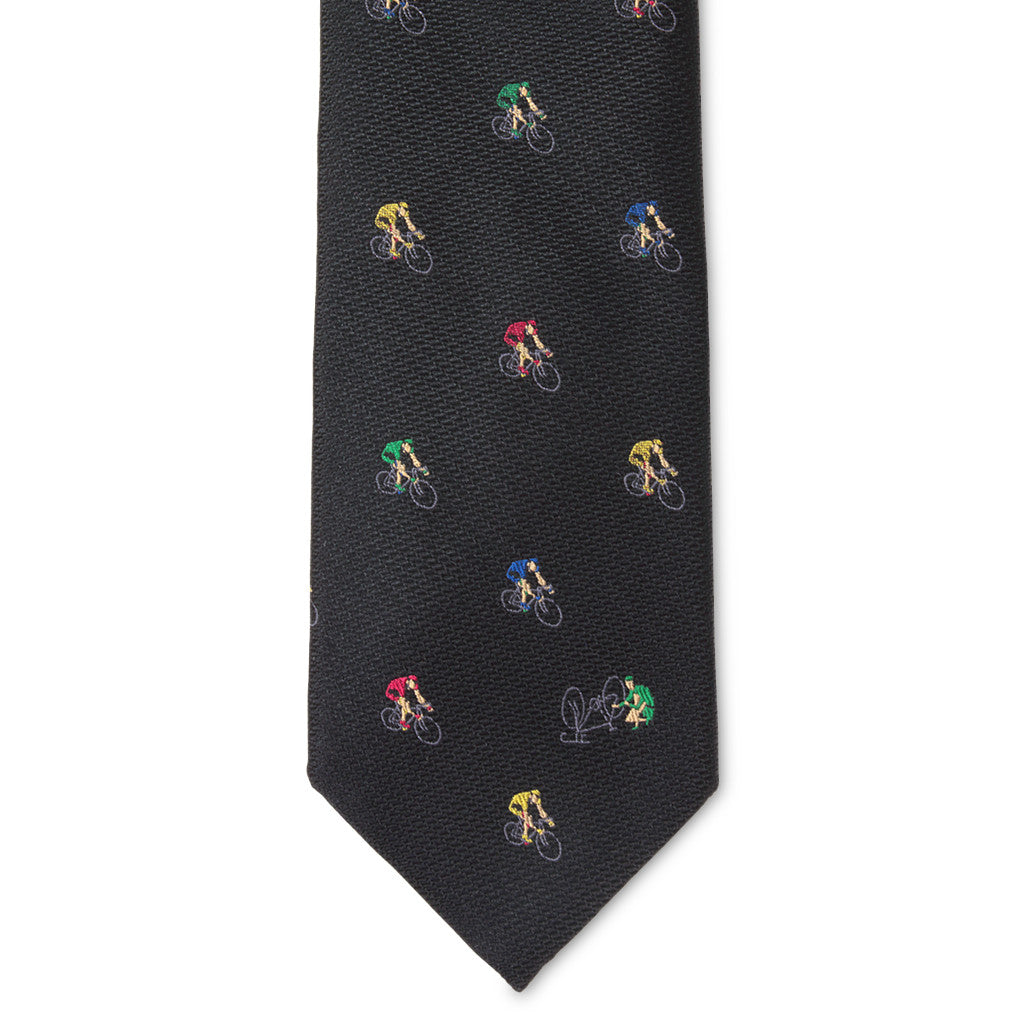 Biking Pattern Dark Grey Silk Tie 